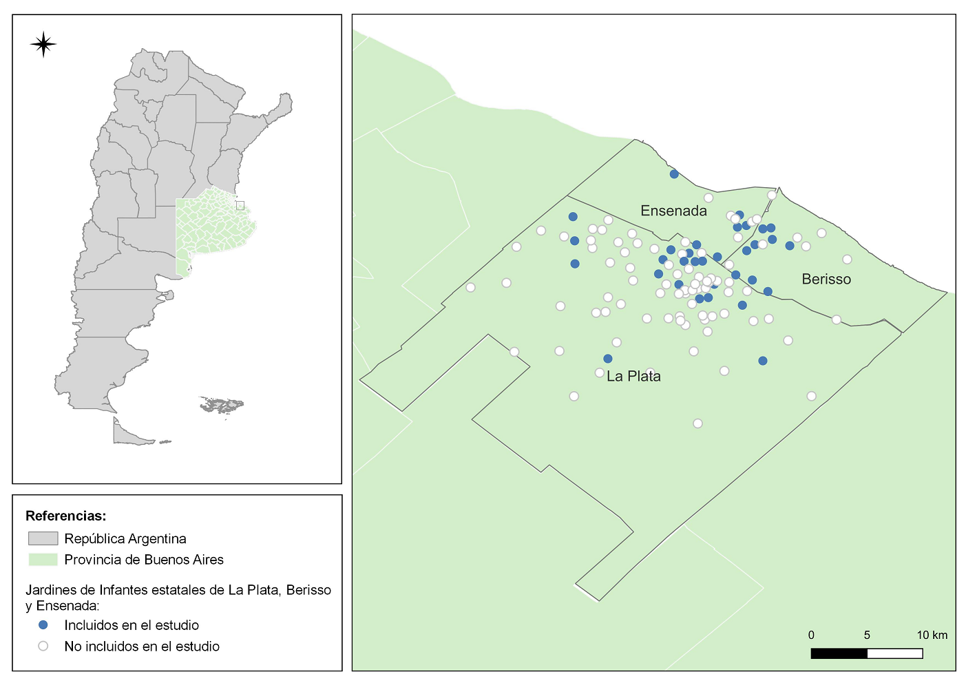 Distribución territorial de Jardines de Infantes estatales de La Plata, Berisso y Ensenada