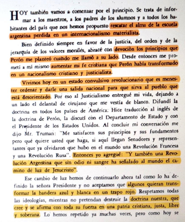 Fragmentos del Mensaje del Ministro de Cultura y Educación Oscar Ivanissevich desde el Teatro Colón de Buenos Aires, 10 de setiembre de 1974