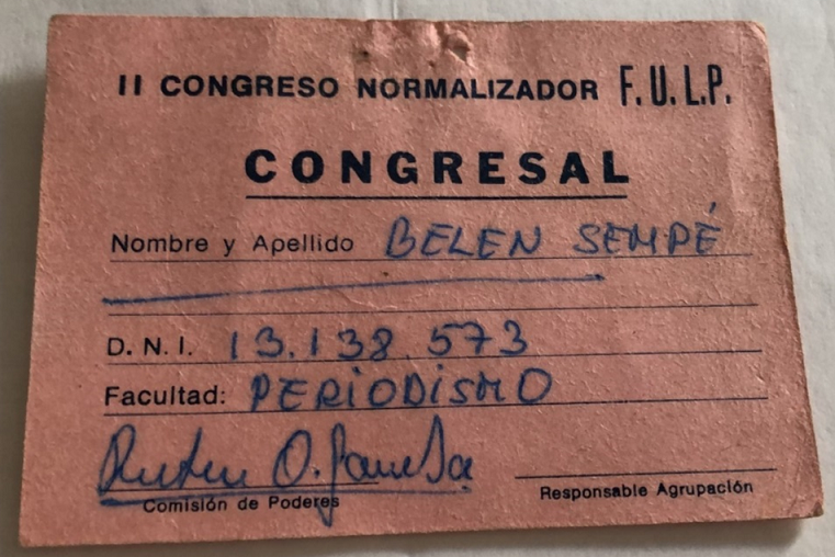 Identificación de los Delegados al Congreso de la Federación Universitaria de La Plata